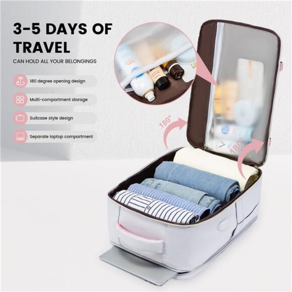 LOVEVOOK Travel Backpack for Women, 40L Carry On Backpack with 3 Packing main image 3